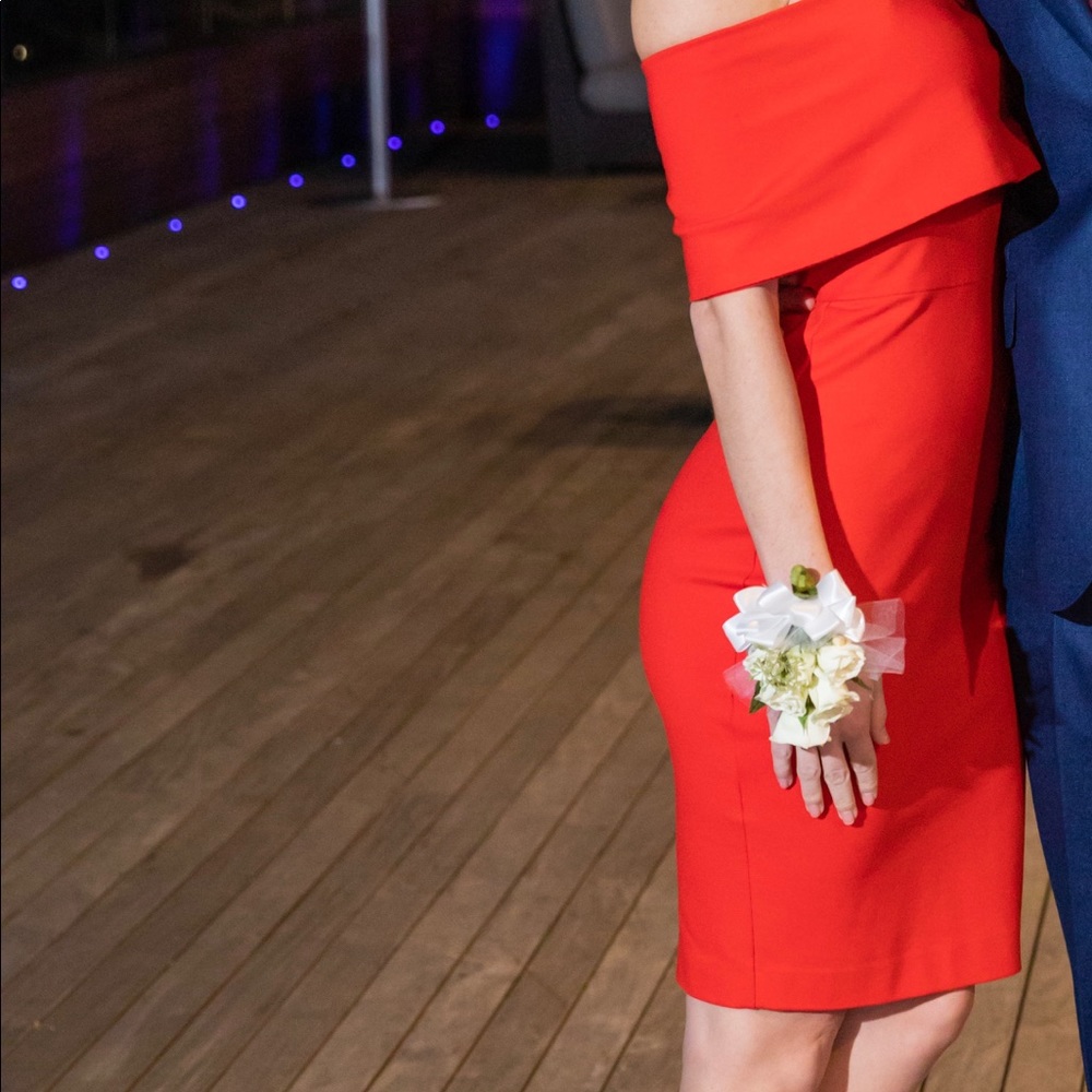 ELLIATT One Shoulder Sheath Red Dress